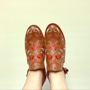 Anthropologie embroidered bootie